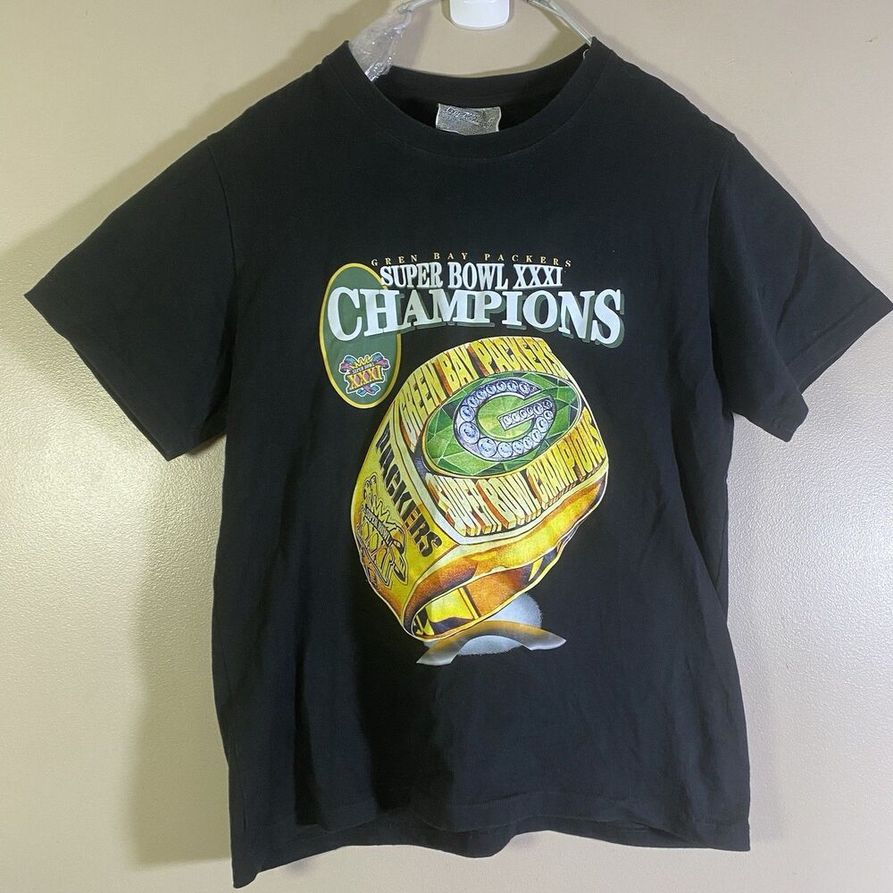 Vintage Ice Valley  Green Bay  Super Bowl XXXI Champions Ring T-Shirt Men Large